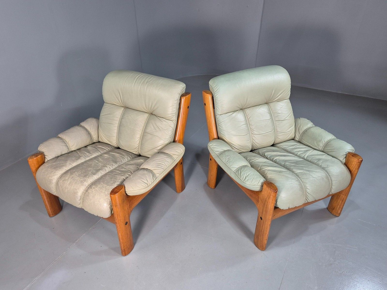 2 Vintage Ekornes Montana Lounge Chairs Teak Frames 1980s Retro Mcm Eb07995 photo furniture