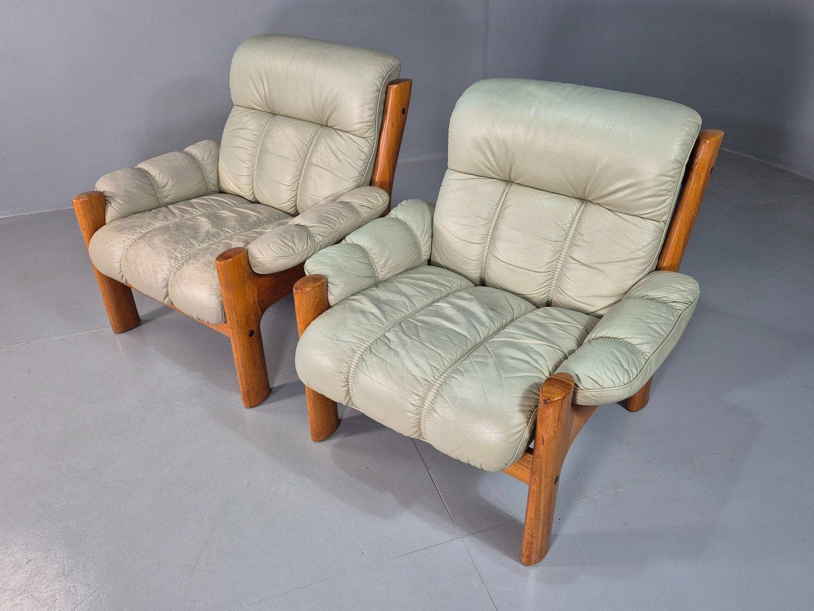photo buy 2 Vintage Ekornes Montana Lounge Chairs Teak Frames 1980s Retro Mcm Eb07995