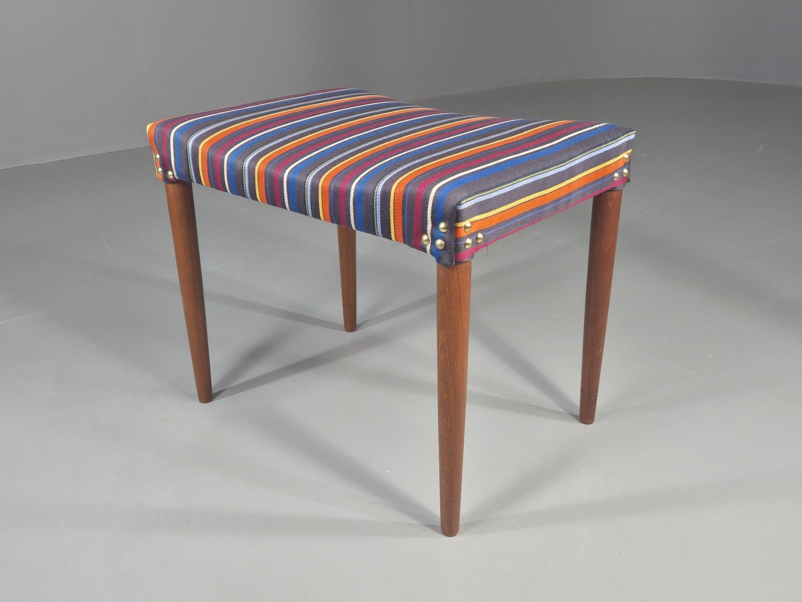 Vintage Midcentury Footstool Danish Design New Upholstery Retro Teak Eb12049 photo for sale