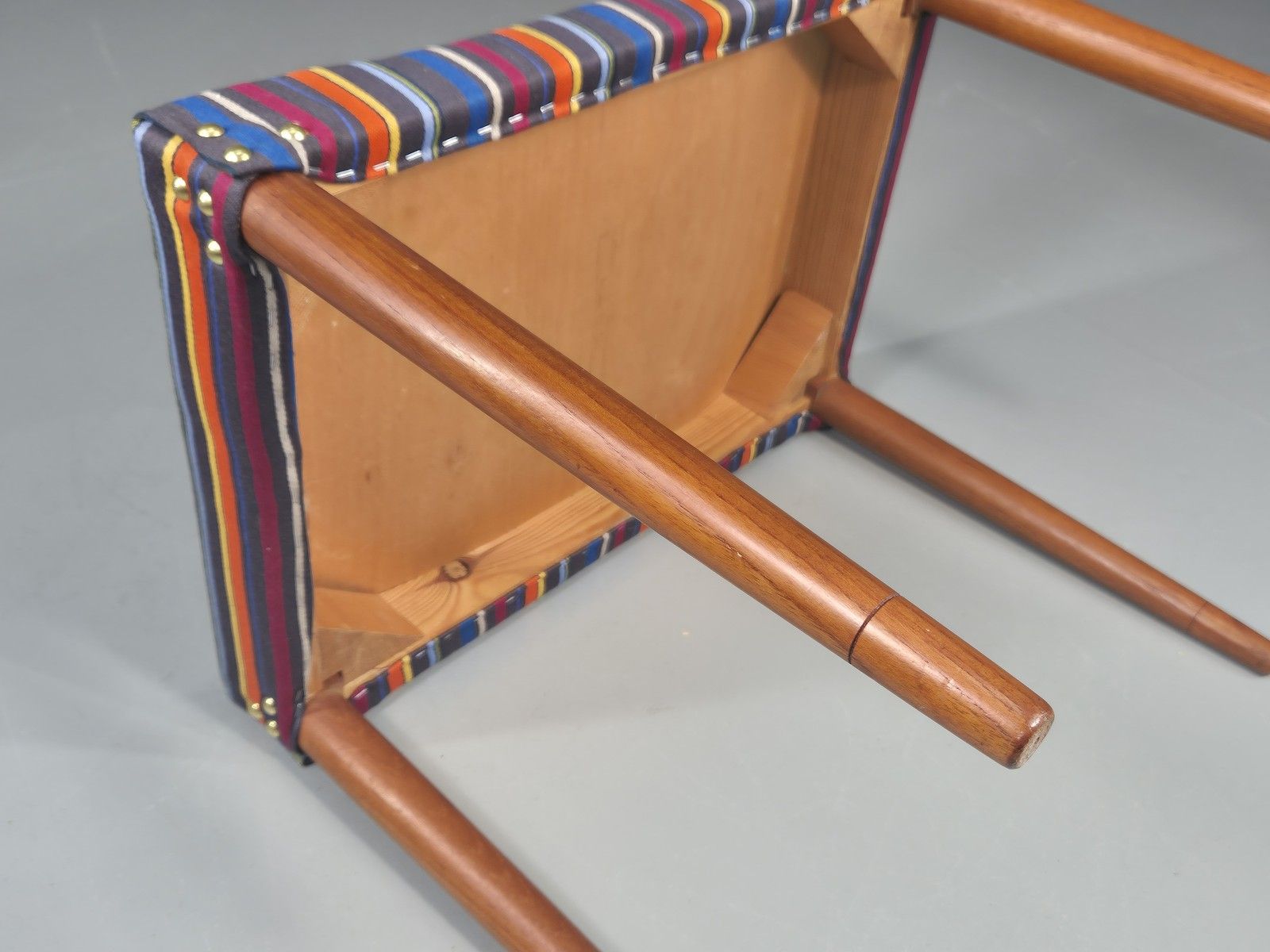 Vintage Midcentury Footstool Danish Design New Upholstery Retro Teak Eb12049 photo buy