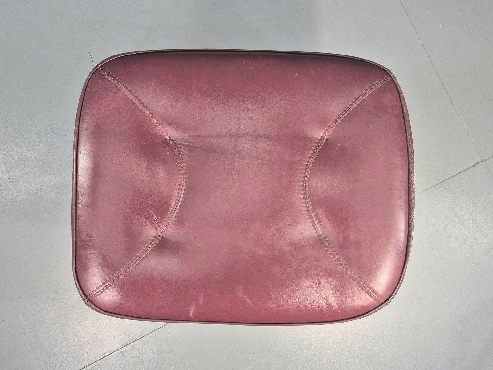 Vintage Stouby Swivel Footstool 1980s Burgundy Leather Bentwood Base Eb12051 photo buy