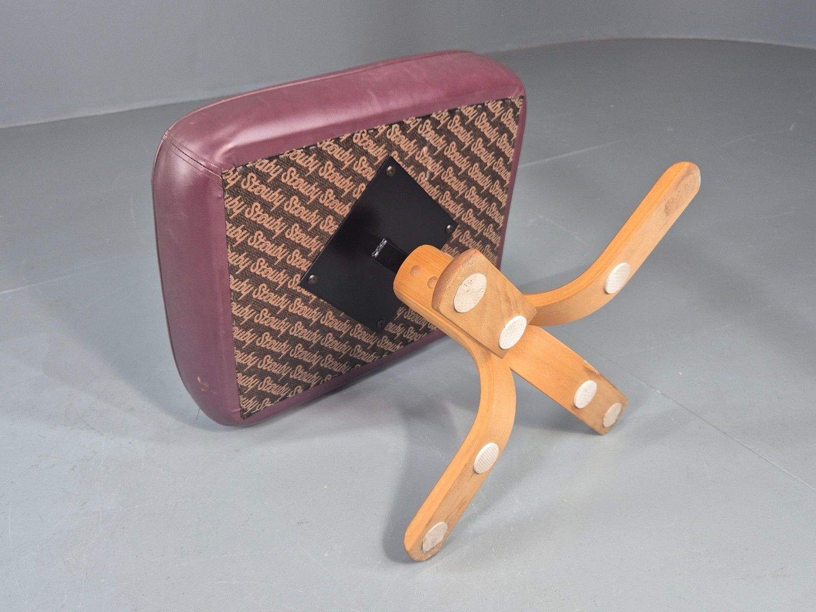 Vintage Stouby Swivel Footstool 1980s Burgundy Leather Bentwood Base Eb12051 photo vintage