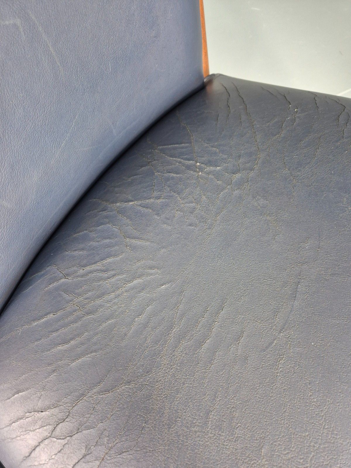 Vintage Mid Century Teak Armchair Blue Leather 1960s Retro Eb11904 photo vintage