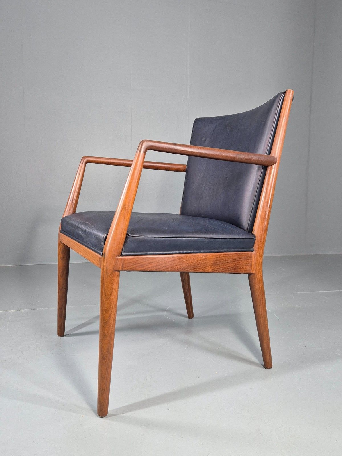Vintage Mid Century Teak Armchair Blue Leather 1960s Retro  Eb11909 photo furniture