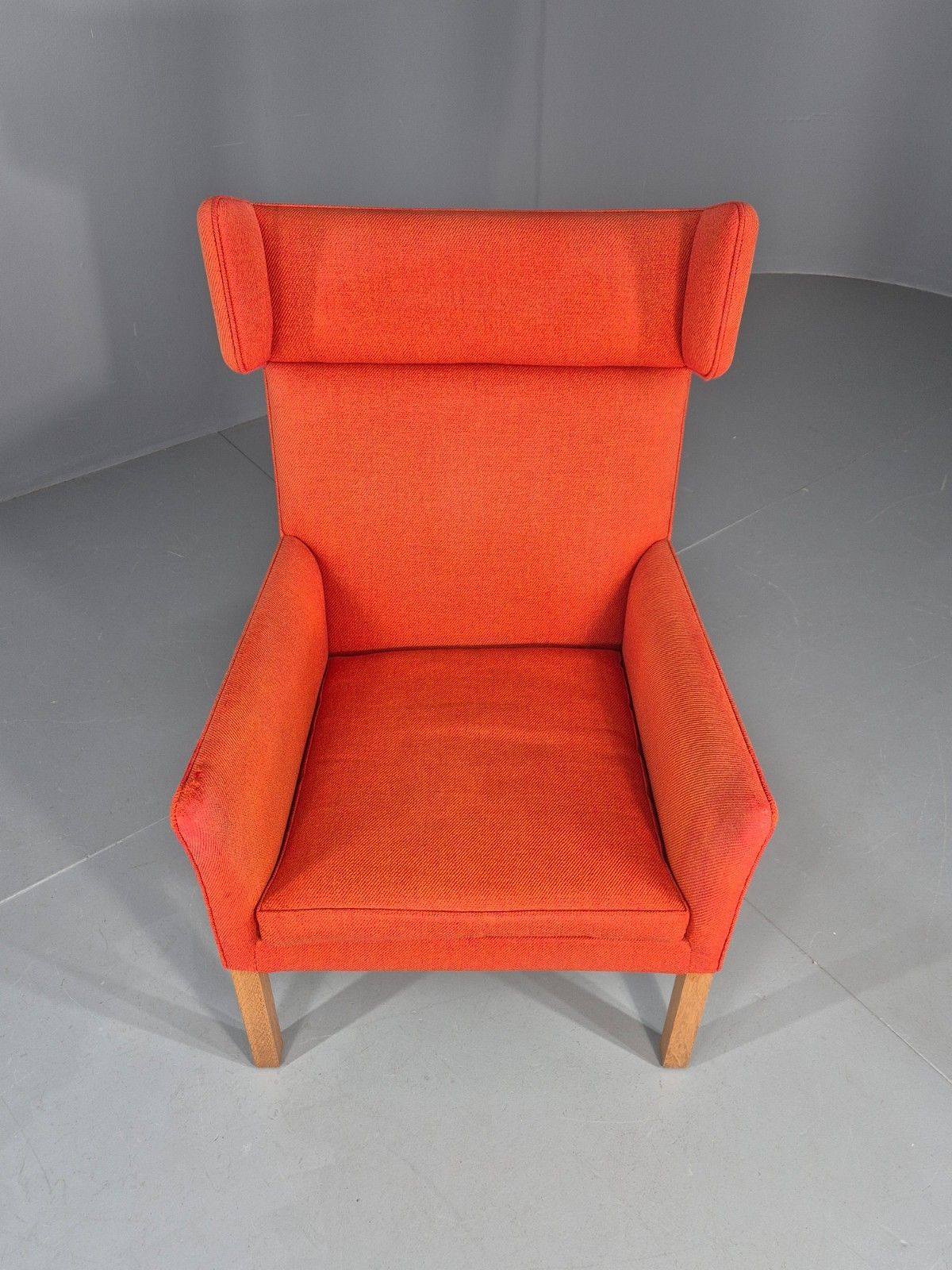 Vintage Mid Century Red Wingback Armchair Danish Design 1960s Retro Eb12120 photo for sale