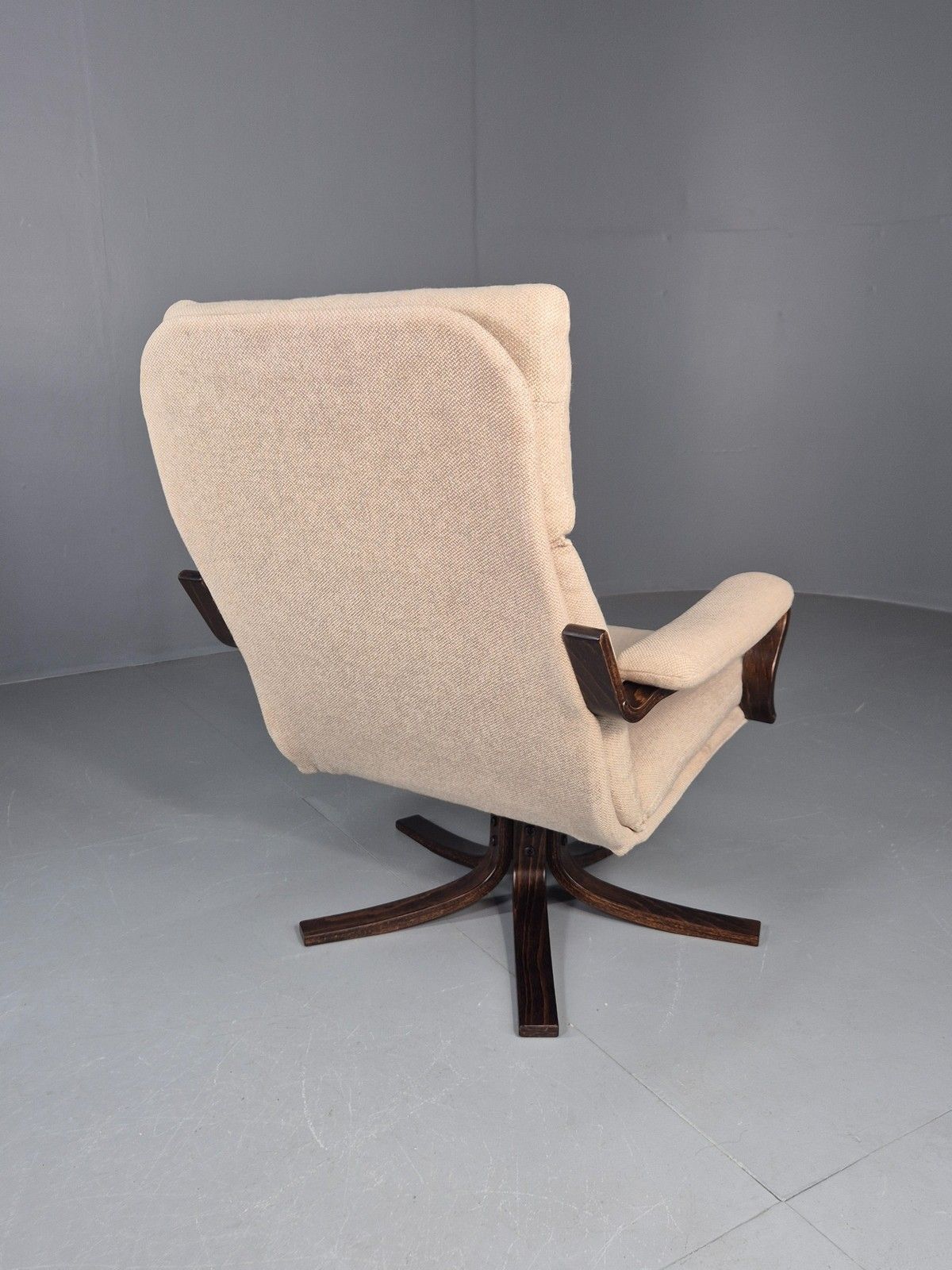 Vintage Danish Mid Century Swivel Chair Cream Bentwood Frame1970s Retro Eb12123 photo 325.0