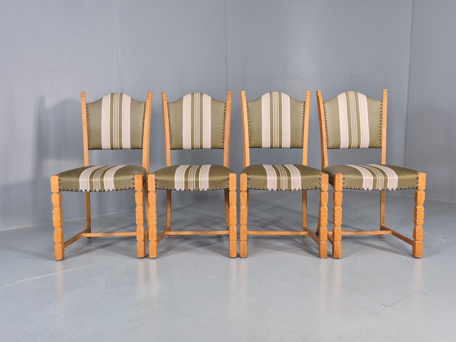 4 Vintage Henning Kjaernulf Dining Chairs Oak Frame 1970s Retro  Eb12127 photo for sale
