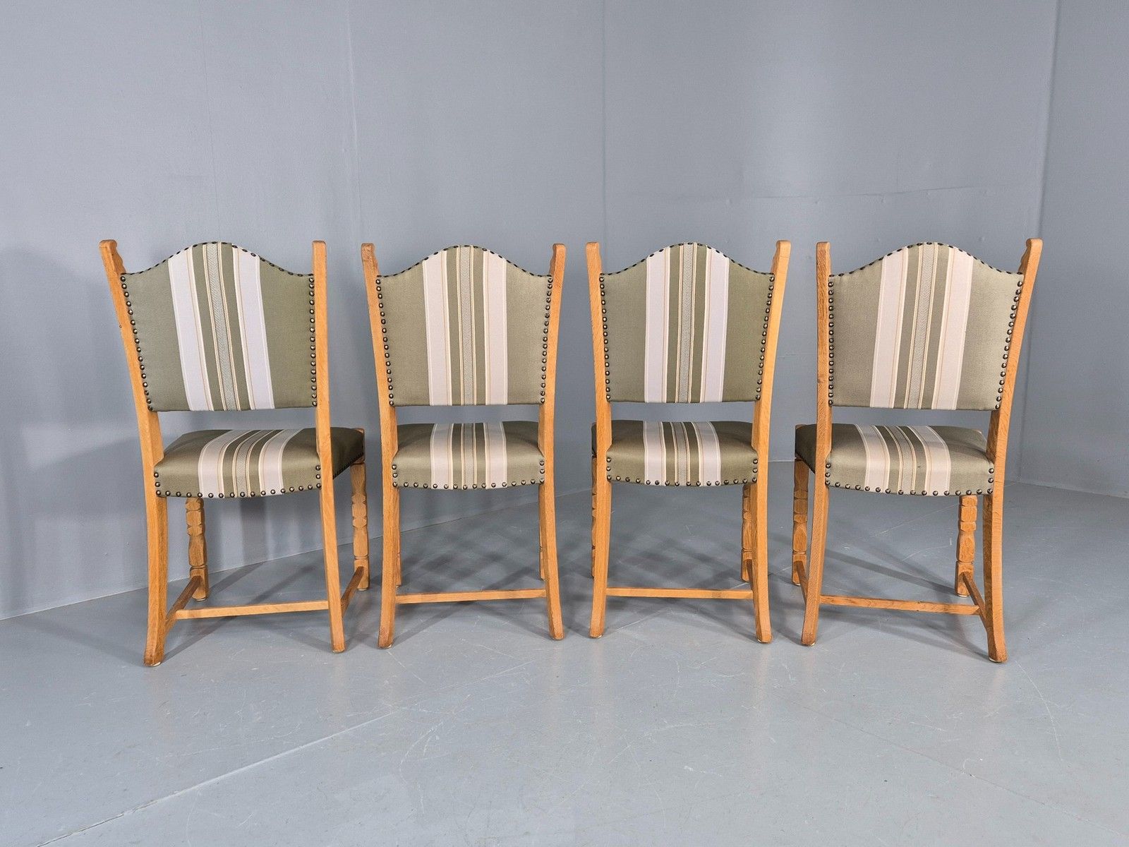 4 Vintage Henning Kjaernulf Dining Chairs Oak Frame 1970s Retro  Eb12127 photo vinterior