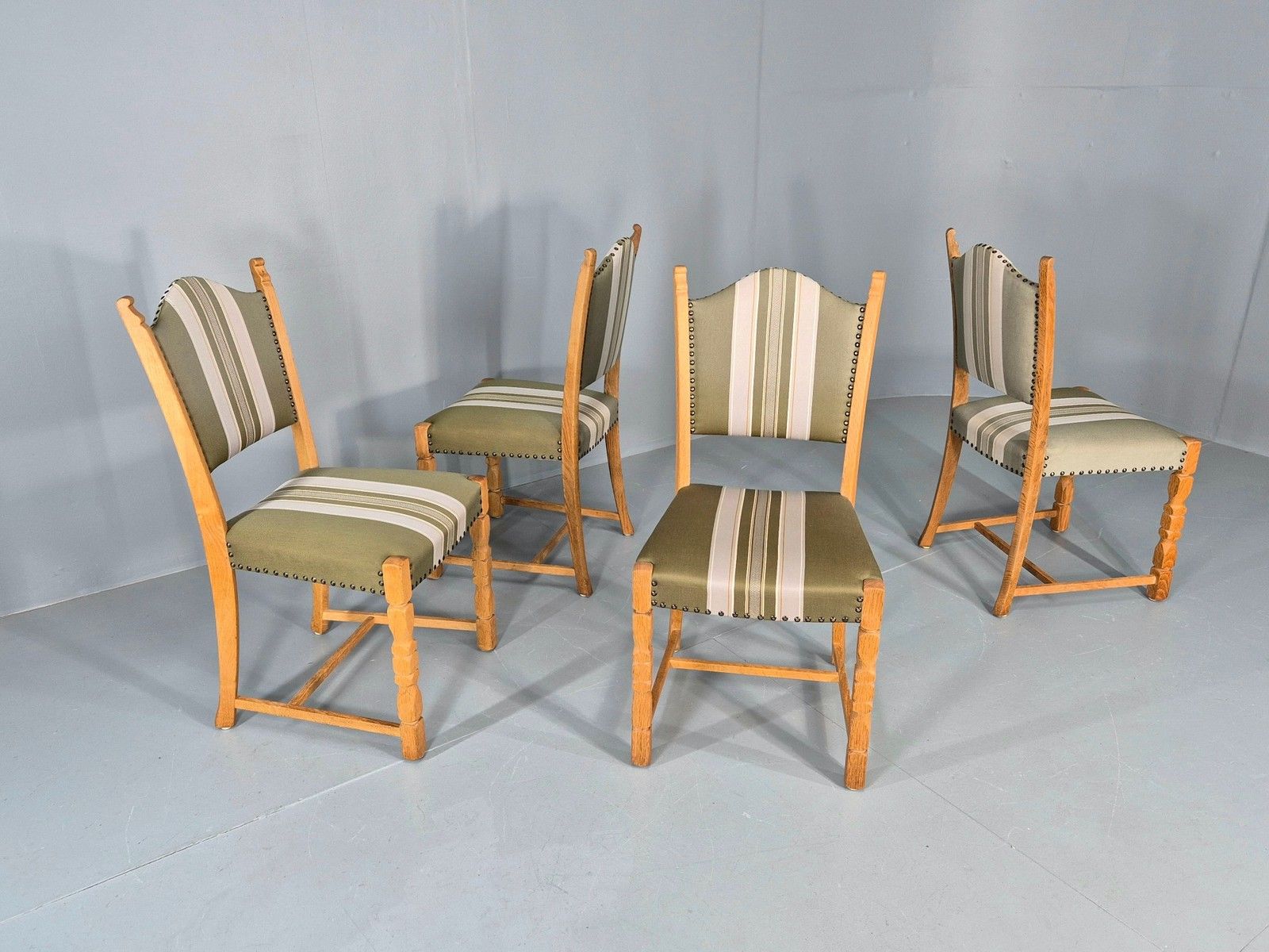 4 Vintage Henning Kjaernulf Dining Chairs Oak Frame 1970s Retro  Eb12127 photo buy