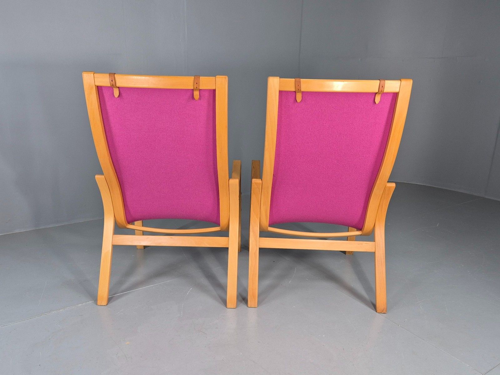 2 Vintage Bentwood Lounge Chairs Finn Ostergaard Pink Wool Retro Eb12143 photo vintage