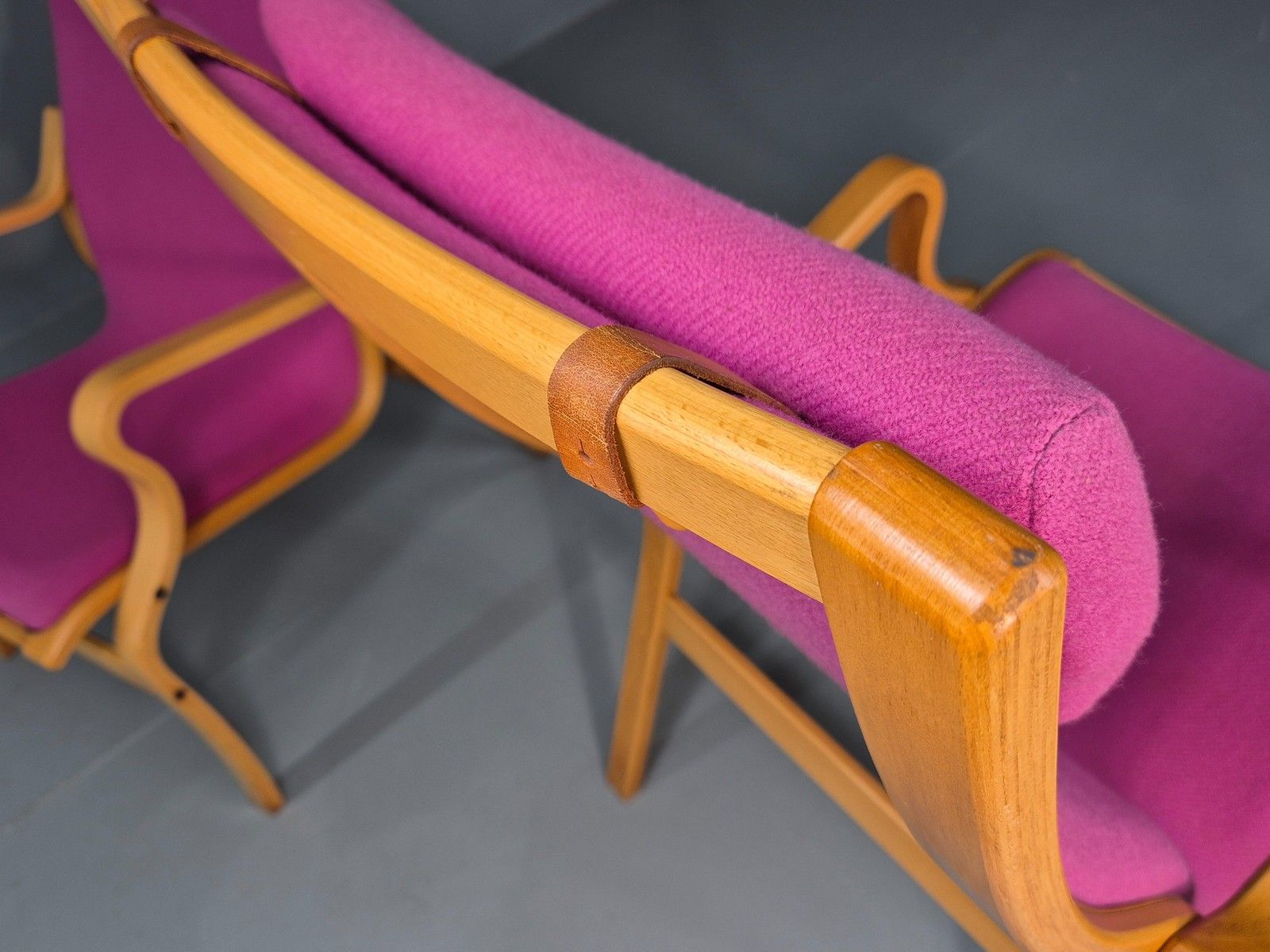 photo buy 2 Vintage Bentwood Lounge Chairs Finn Ostergaard Pink Wool Retro Eb12143