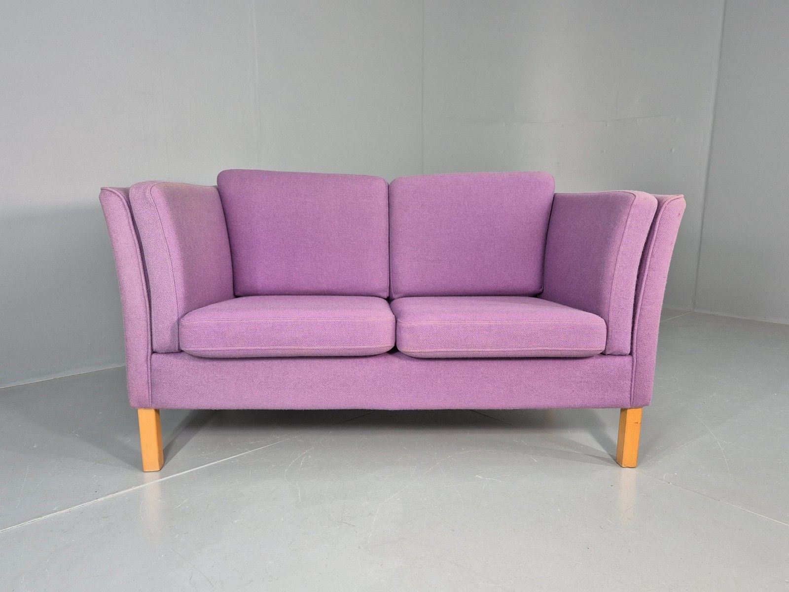 Vintage 2 Seater Sofa Mids Century Danish In Purple Wool 1970s Retro Eb12144 photo for sale