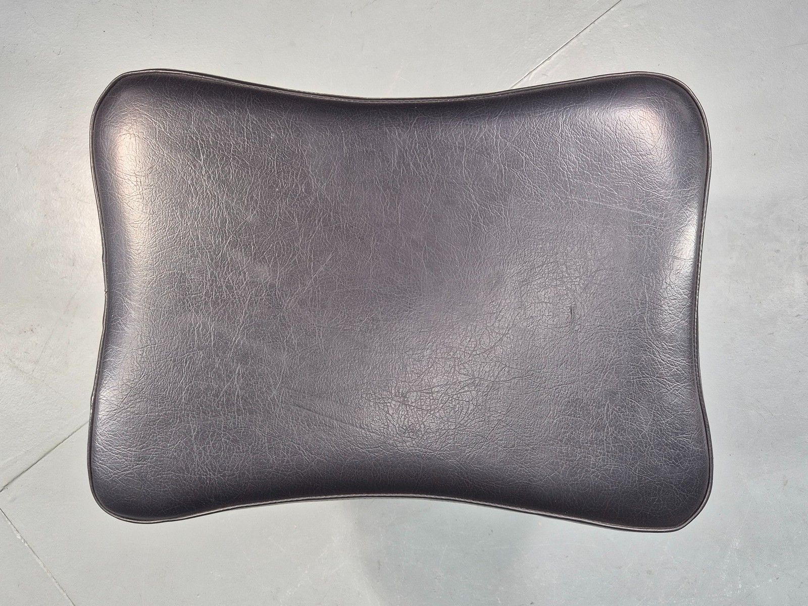 70.0 Vintage Danish Mid Century Footstool Black Vinyl Teak Legs 1960s Retro Eb12153 photo