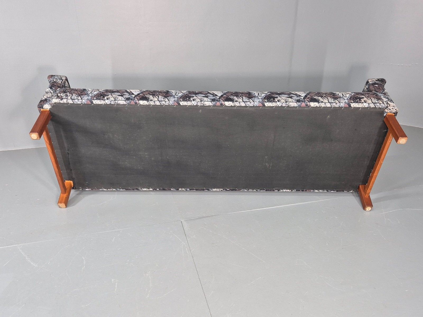 Vintage Mid Century Modern 3 Seater Sofa Swedish Abstract Fabric 1960s Eb11077 photo buy