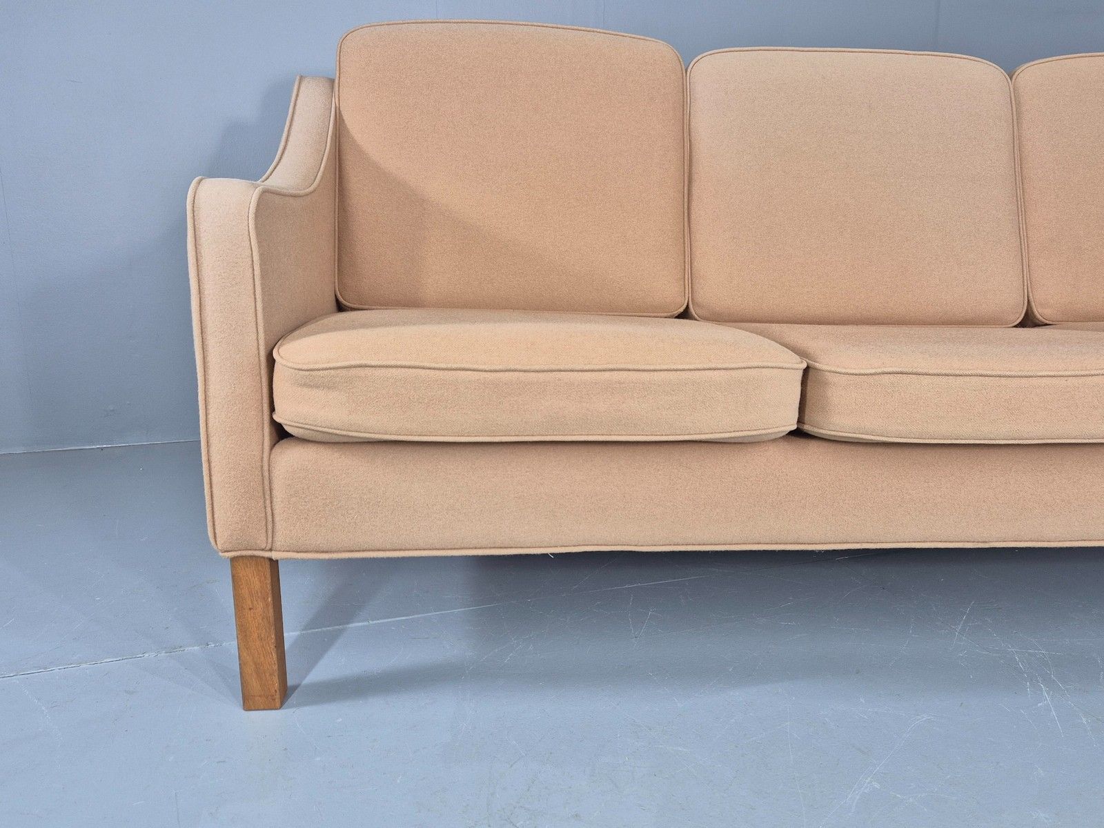 Vintage 3 Seater Sofa Beige Wool Upholstery Hurup Mcm Retro 1980s Eb12173 photo for sale