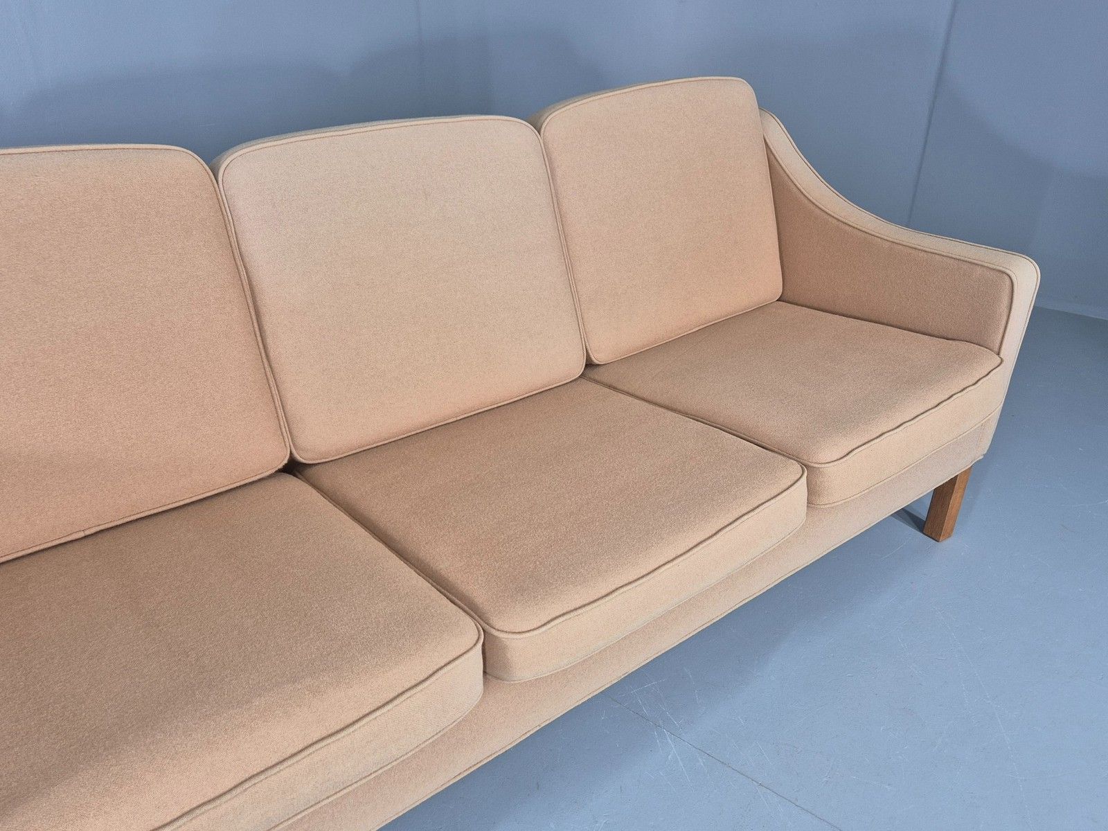 Vintage 3 Seater Sofa Beige Wool Upholstery Hurup Mcm Retro 1980s Eb12173 photo Furniture