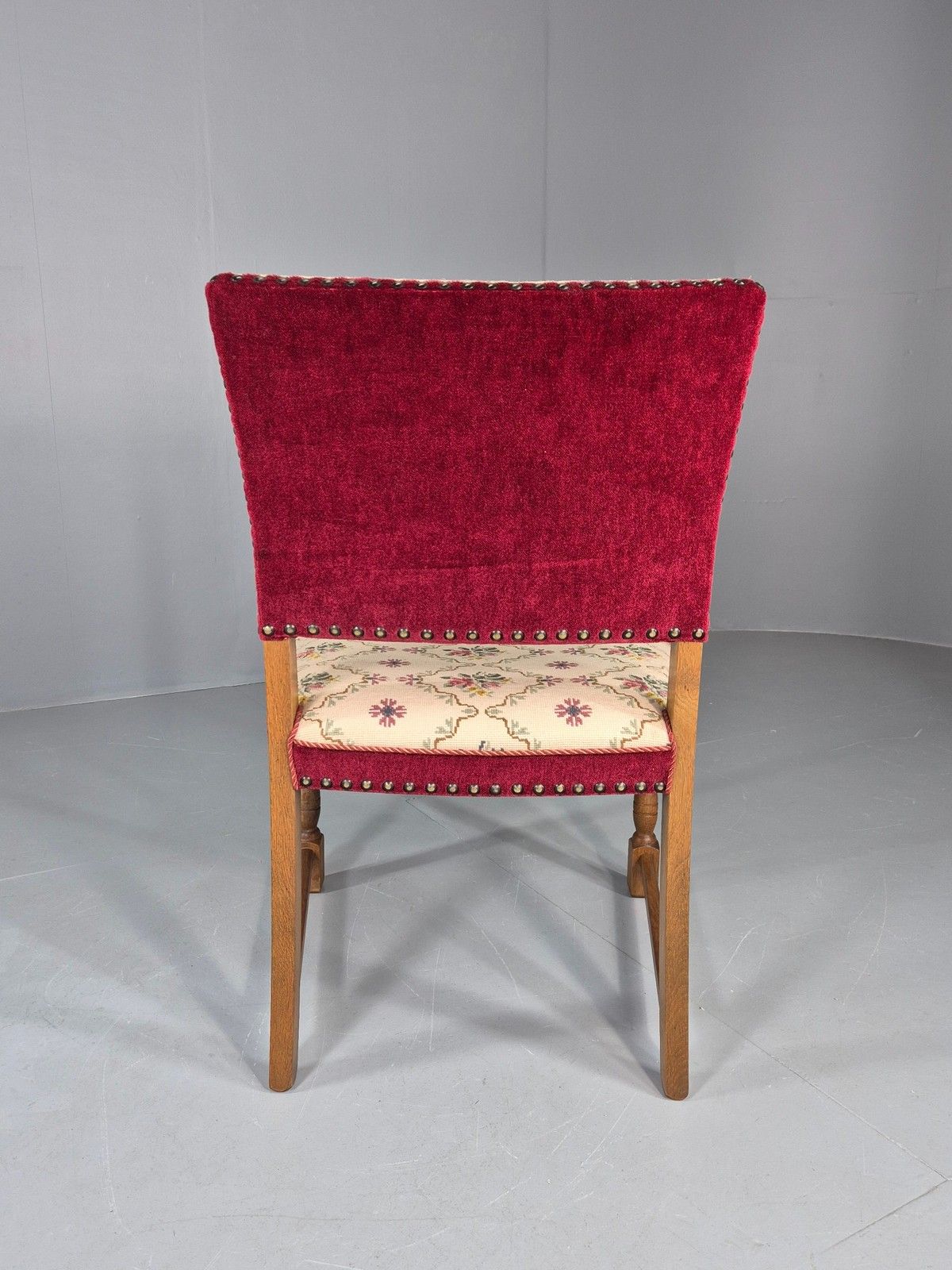 Vintage Danish Baroque Armchair Carved Oak Frame Tapestry Seat Eb12113 photo buy