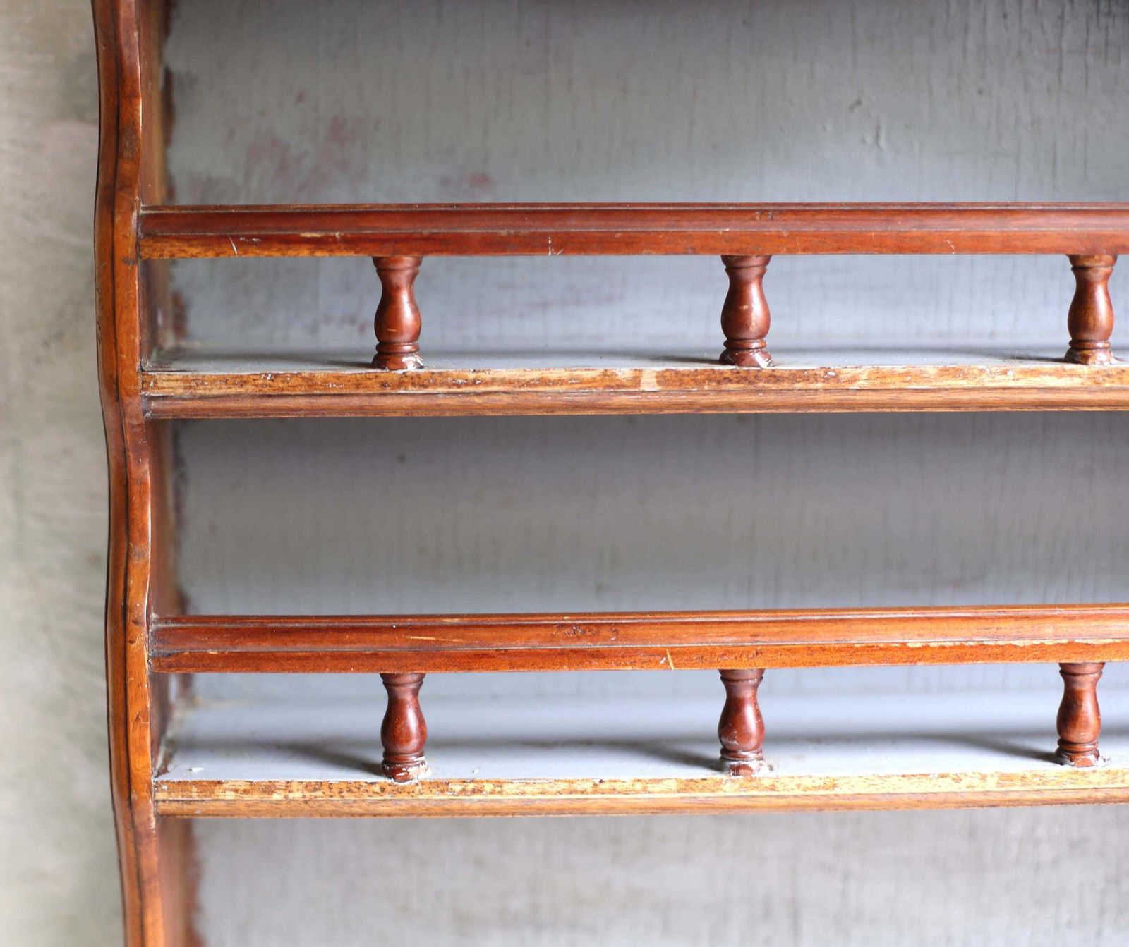 Antique French Wooden Shelves Wall 3 Tier Shelf Unit Vintage Painted Distressed Wall Book Case photo 230.0