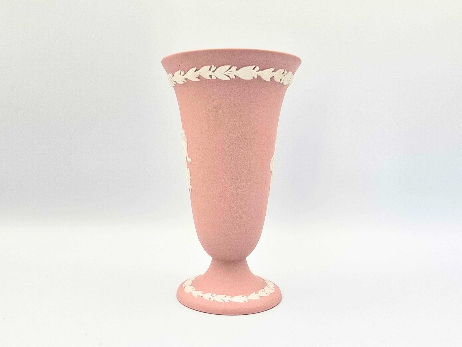 Wedgwood Pink Jasperware Small Vase   Dancing Woman Floral Border Bud Vase   Rare photo 60.0