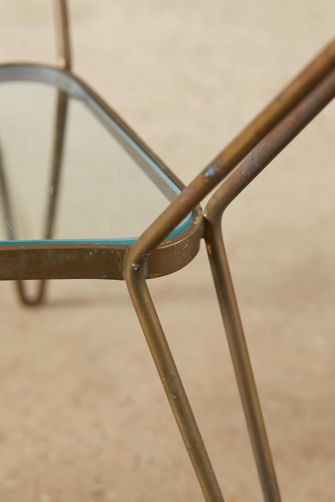 Mid Century Italian Brass And Glass Two Tier Coffee Table photo vintage