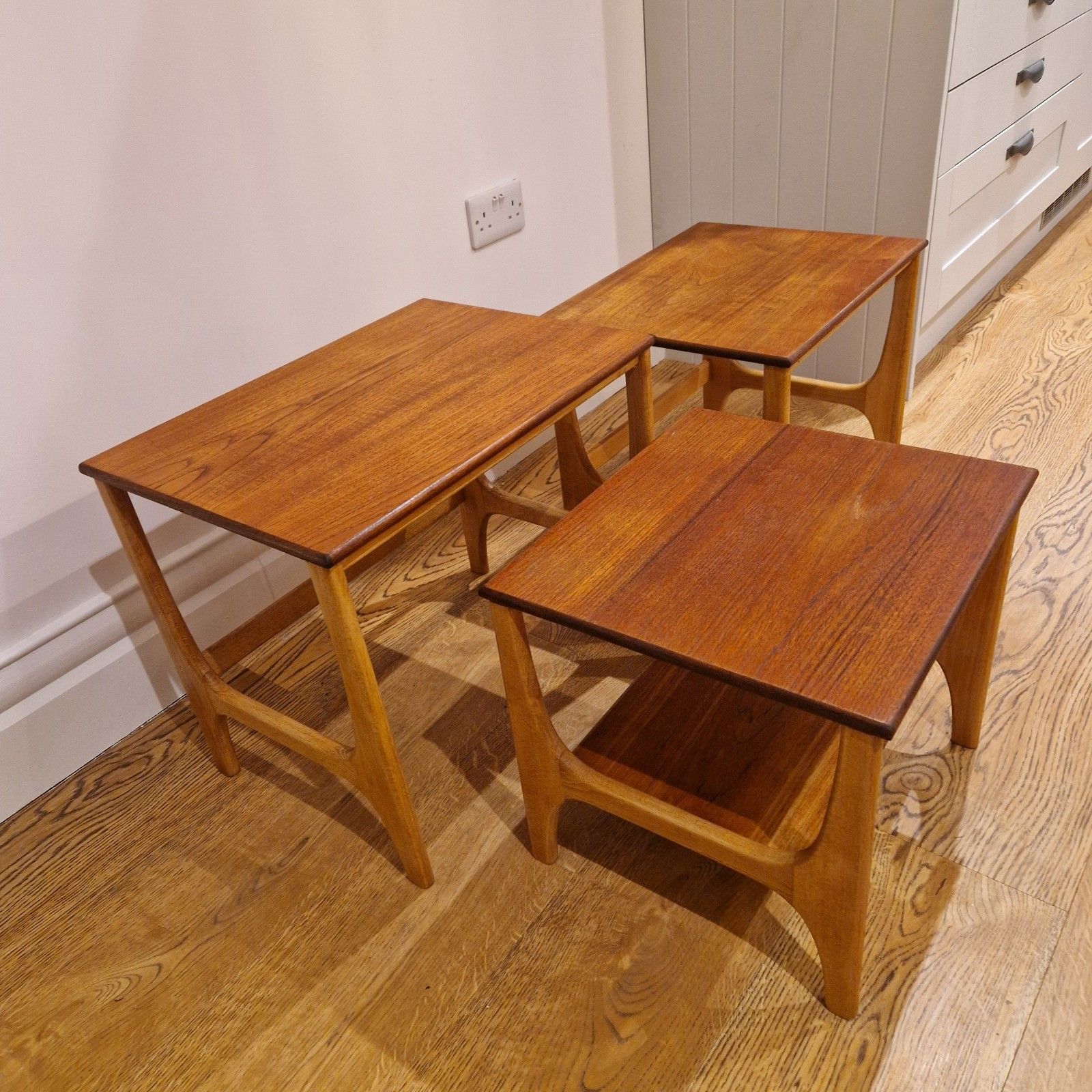 Mid Century Teak Nest Of Tables – Restored – Vintage 1960s / 70s photo buy