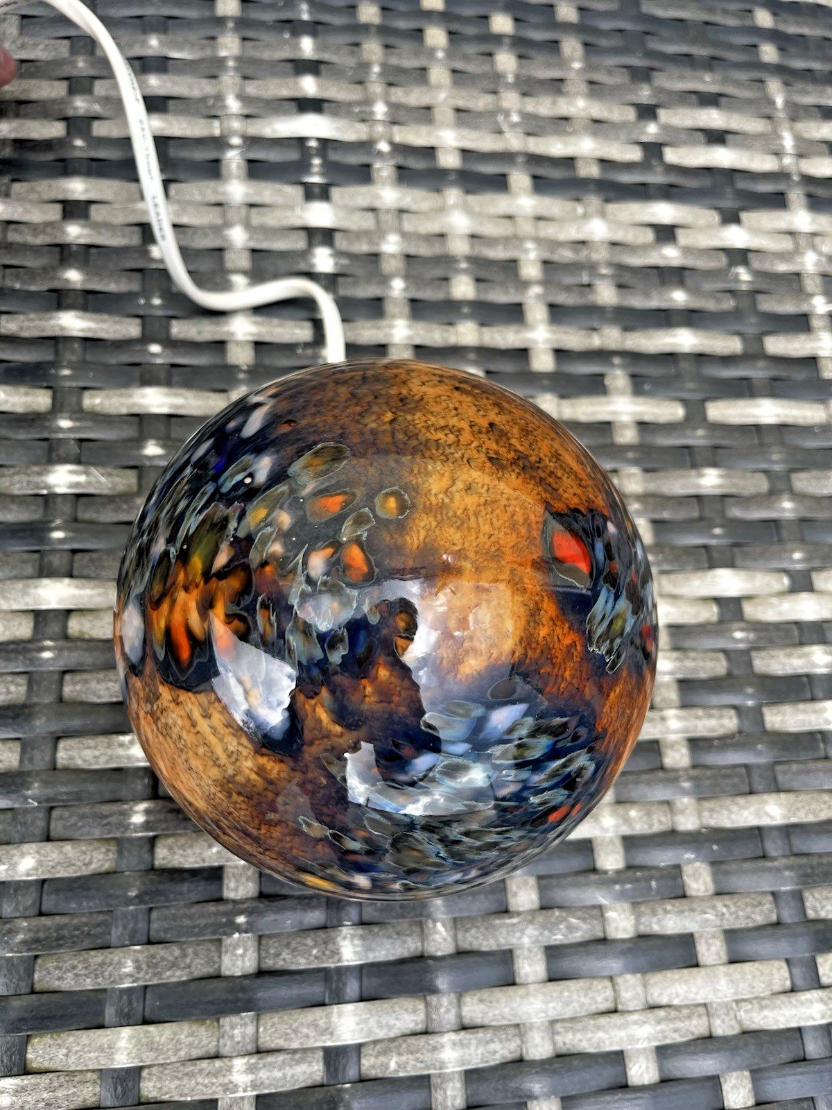 photo for sale Vintage 80s Studio Art Glass Volcanic Lamp Amber Lava Effect Speckled Mood Light