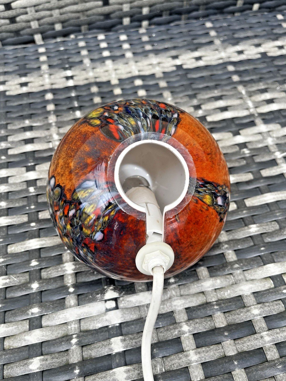 Lighting Vintage 80s Studio Art Glass Volcanic Lamp Amber Lava Effect Speckled Mood Light photo
