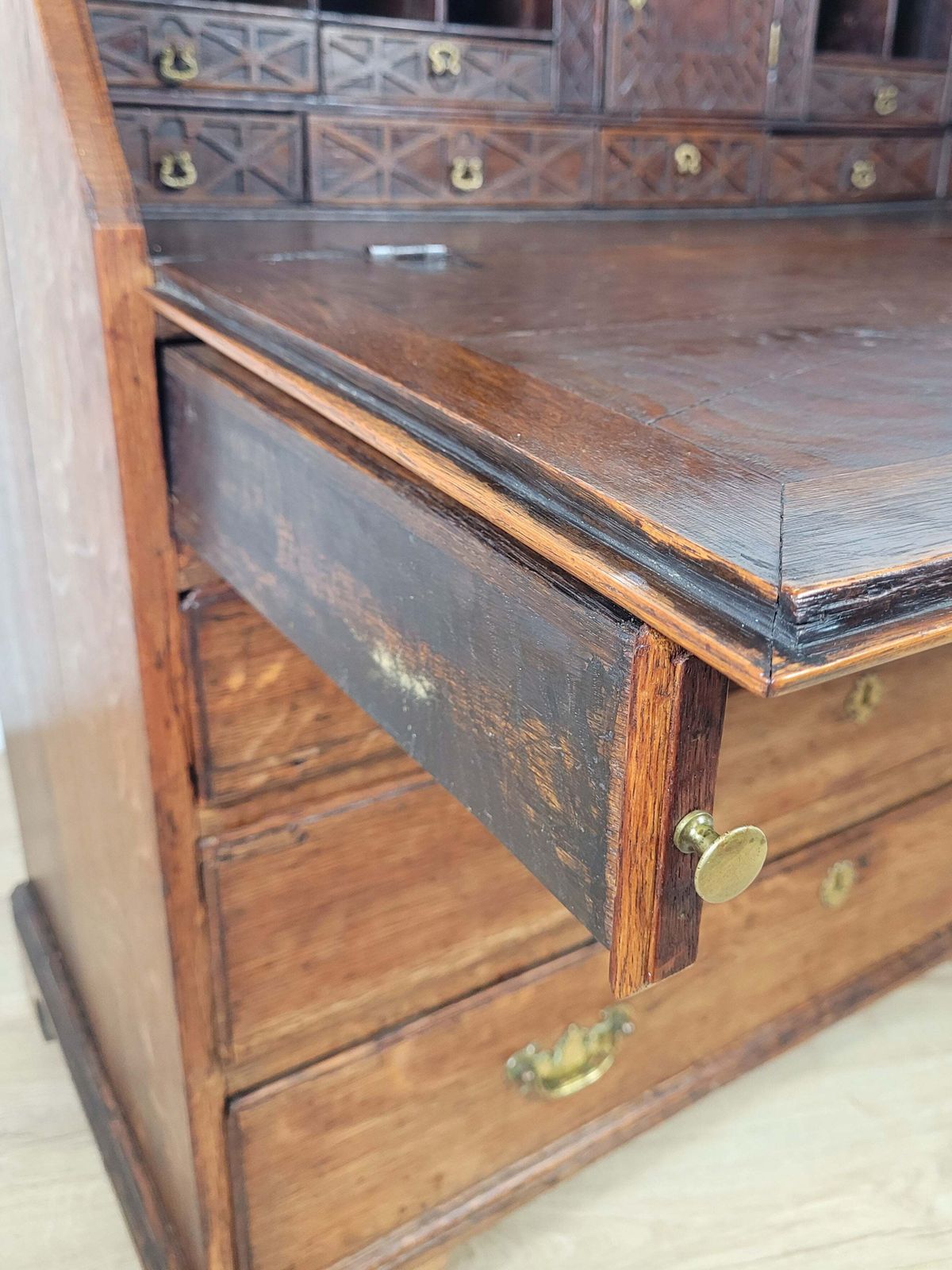 Furniture George III Writing Bureau Desk Oak 18thc Antique English photo