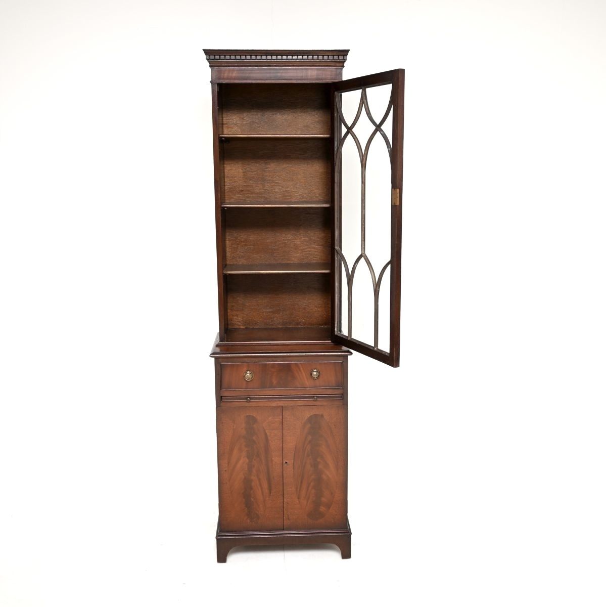 Antique Georgian Style Slim Mahogany Bookcase photo for sale