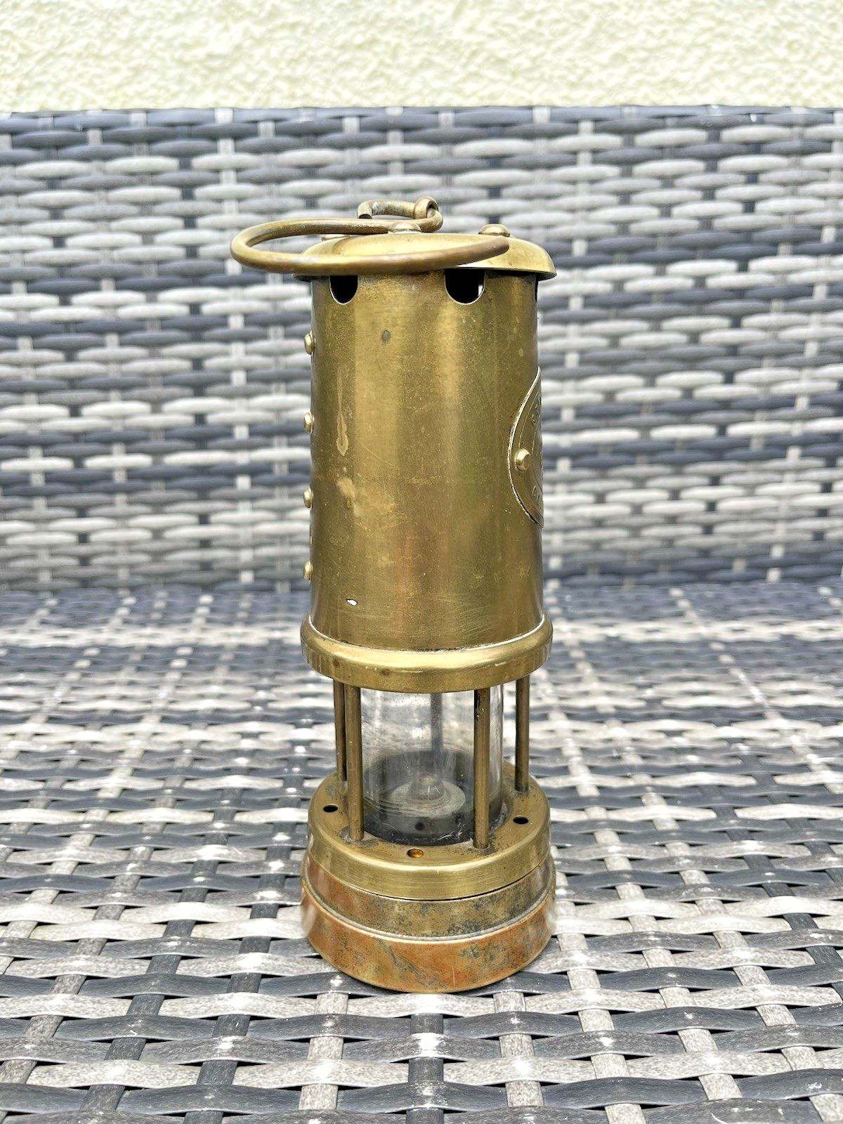 photo furniture Vintage Antique Style Aberamon Brass Miners Safety Oil Lamp Lantern Light Burner