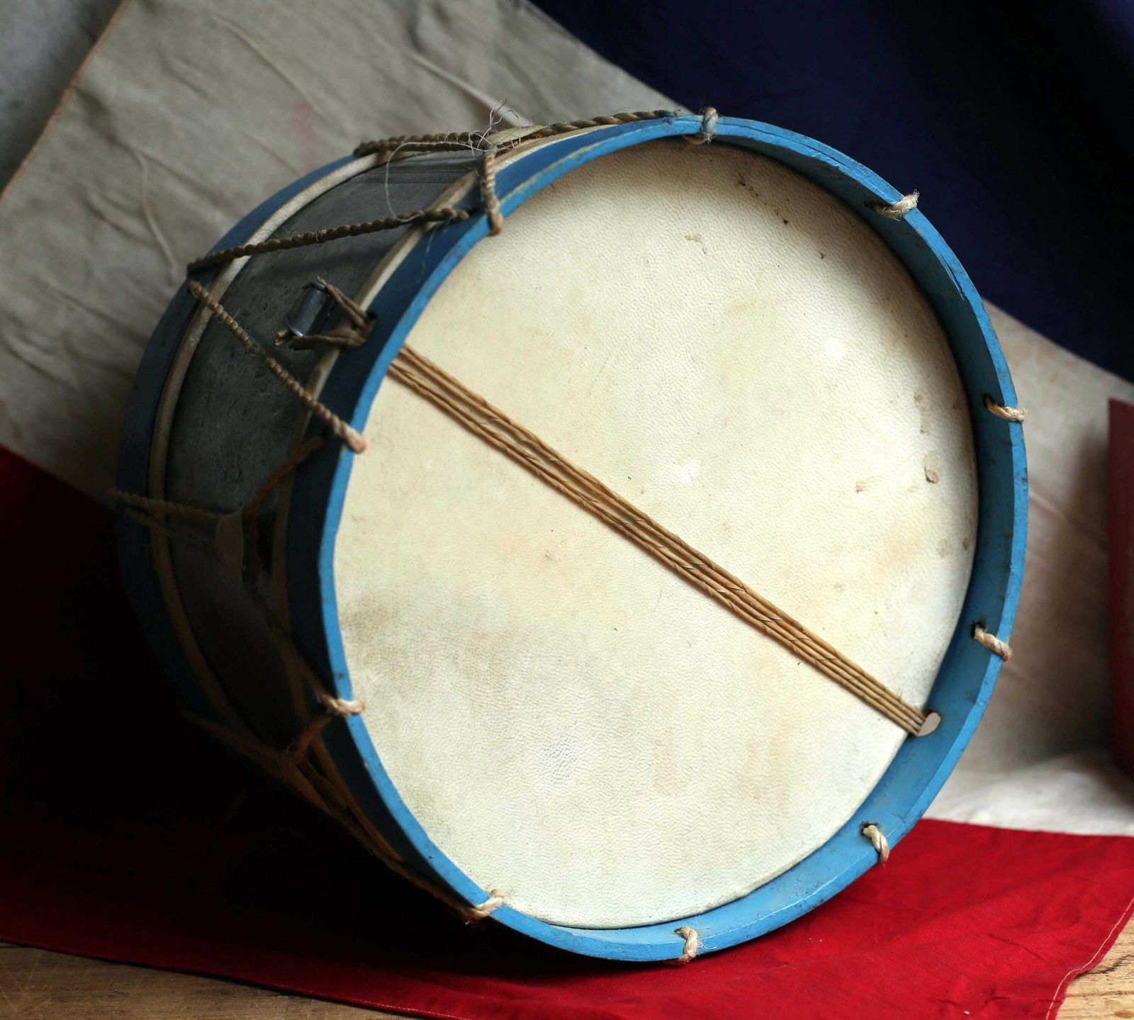 Vintage Snare Drum French Military Musical Instrument Marching Band photo for sale