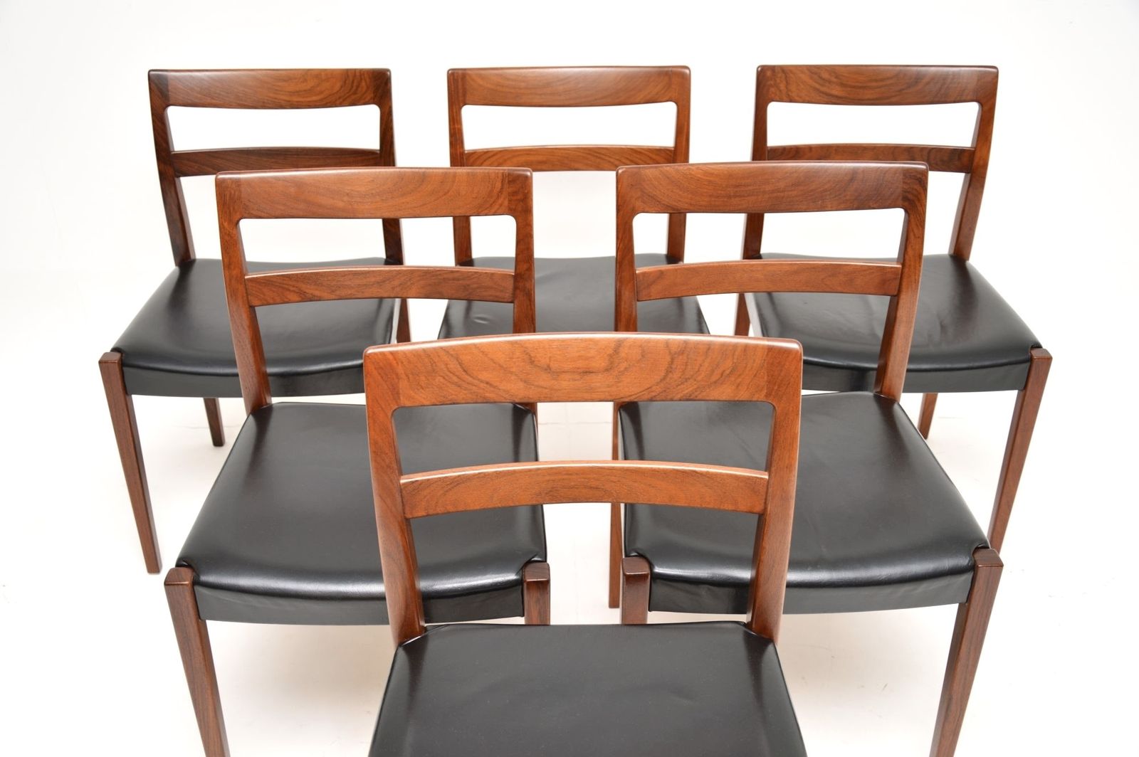 Set Of Six Swedish Vintage Rosewood And Leather Dining Chairs By Nils Jonsson photo vintage