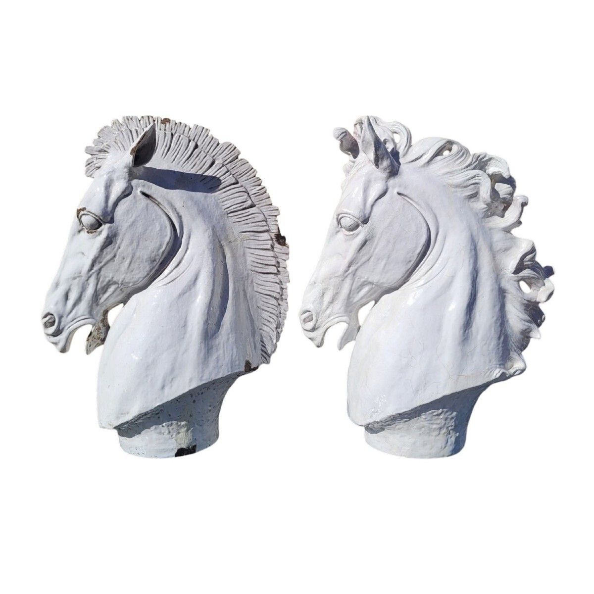Ceramic Horse Heads, H70cm, Italy, 20th Century photo furniture