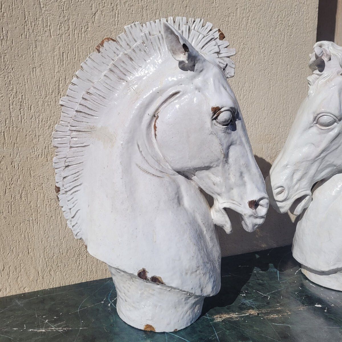 Ceramic Horse Heads, H70cm, Italy, 20th Century photo 2400.0