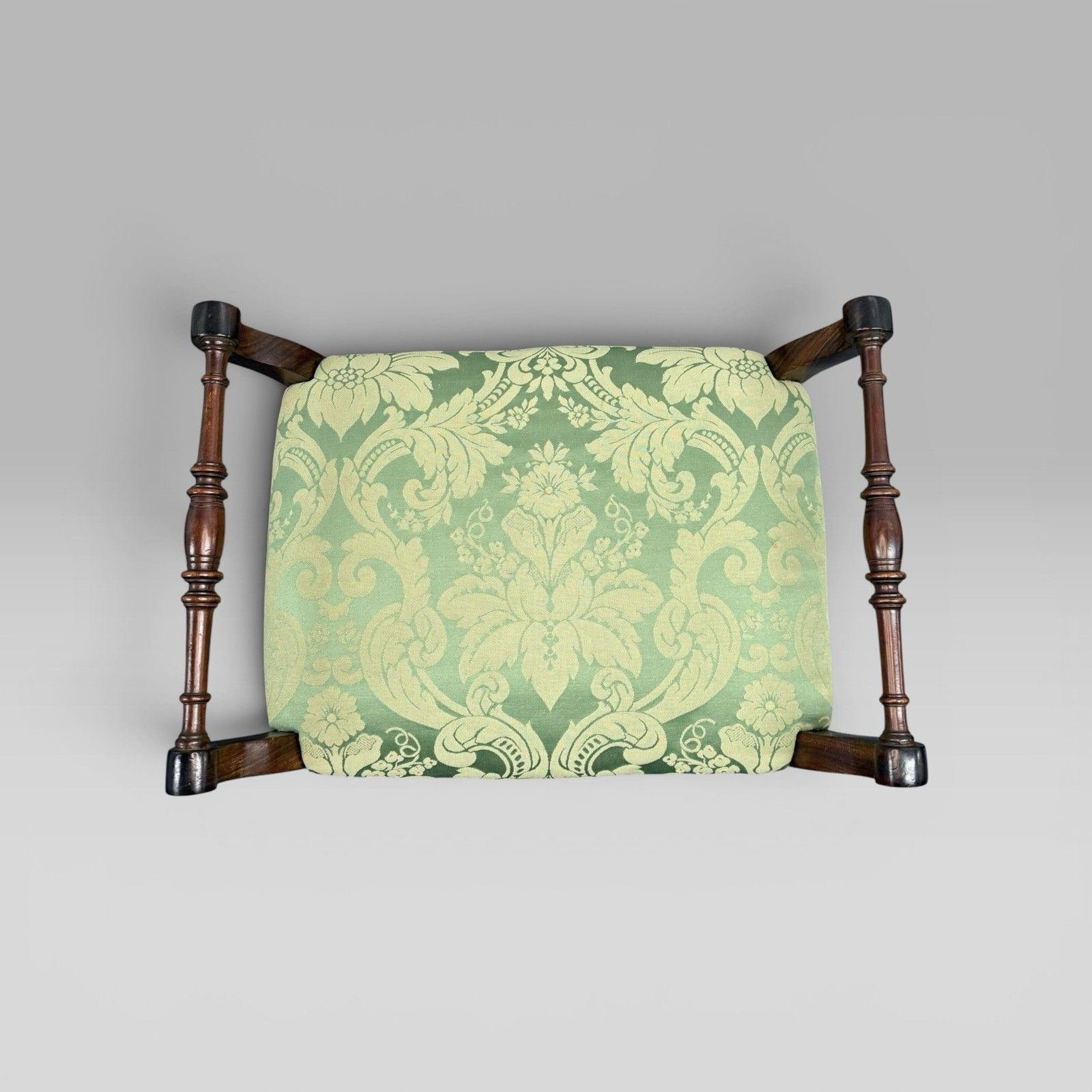 Antique Victorian Mahogany Piano Stool With Green Floral Upholstery photo for sale