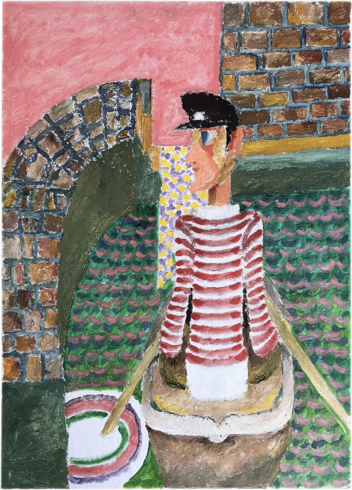 Radiant Outsider Oil Portrait, 1980s photo furniture