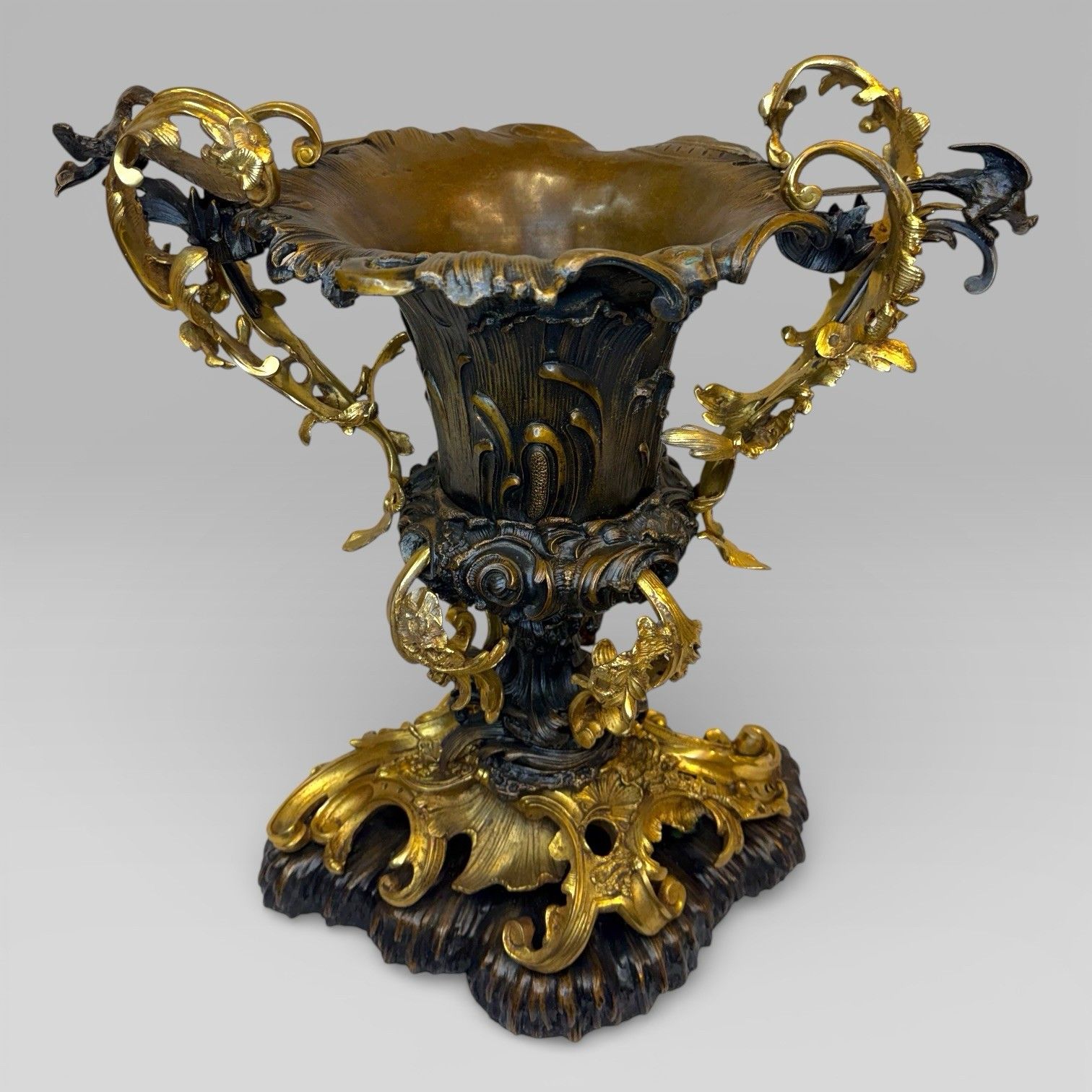 1450.0 Gilt Bronze Art Nouveau Urn Centrepiece Vase After Henry Dasson photo