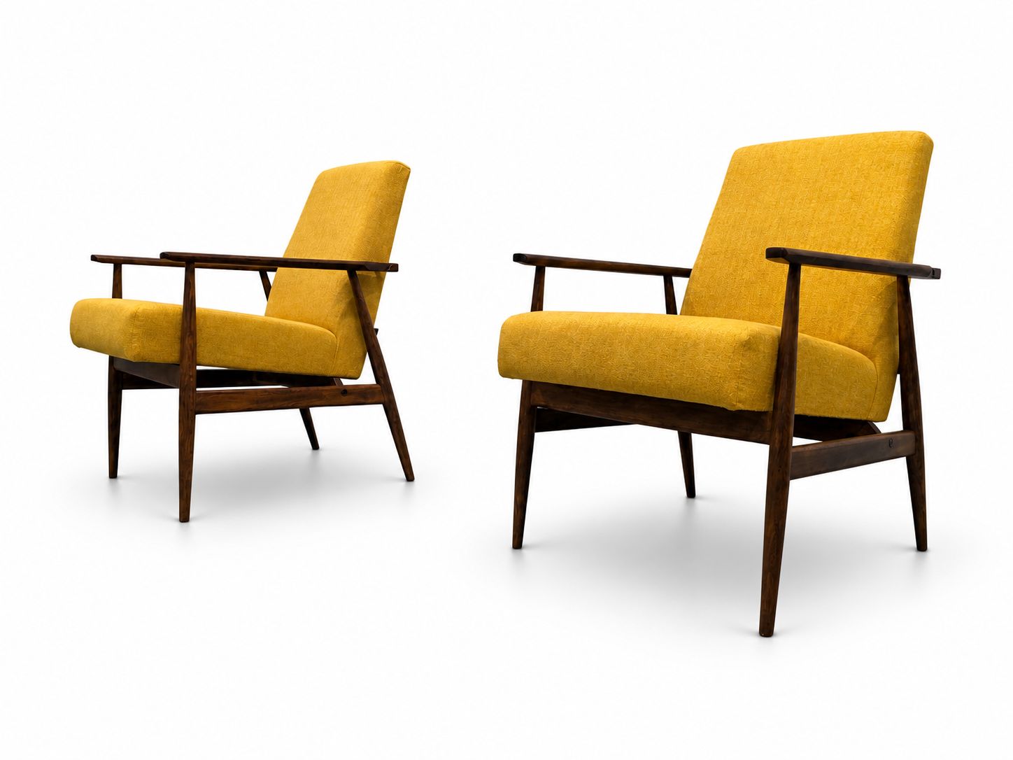 1960 Henryk Lis Mid Century Armchair In Yellow Tweed photo for sale