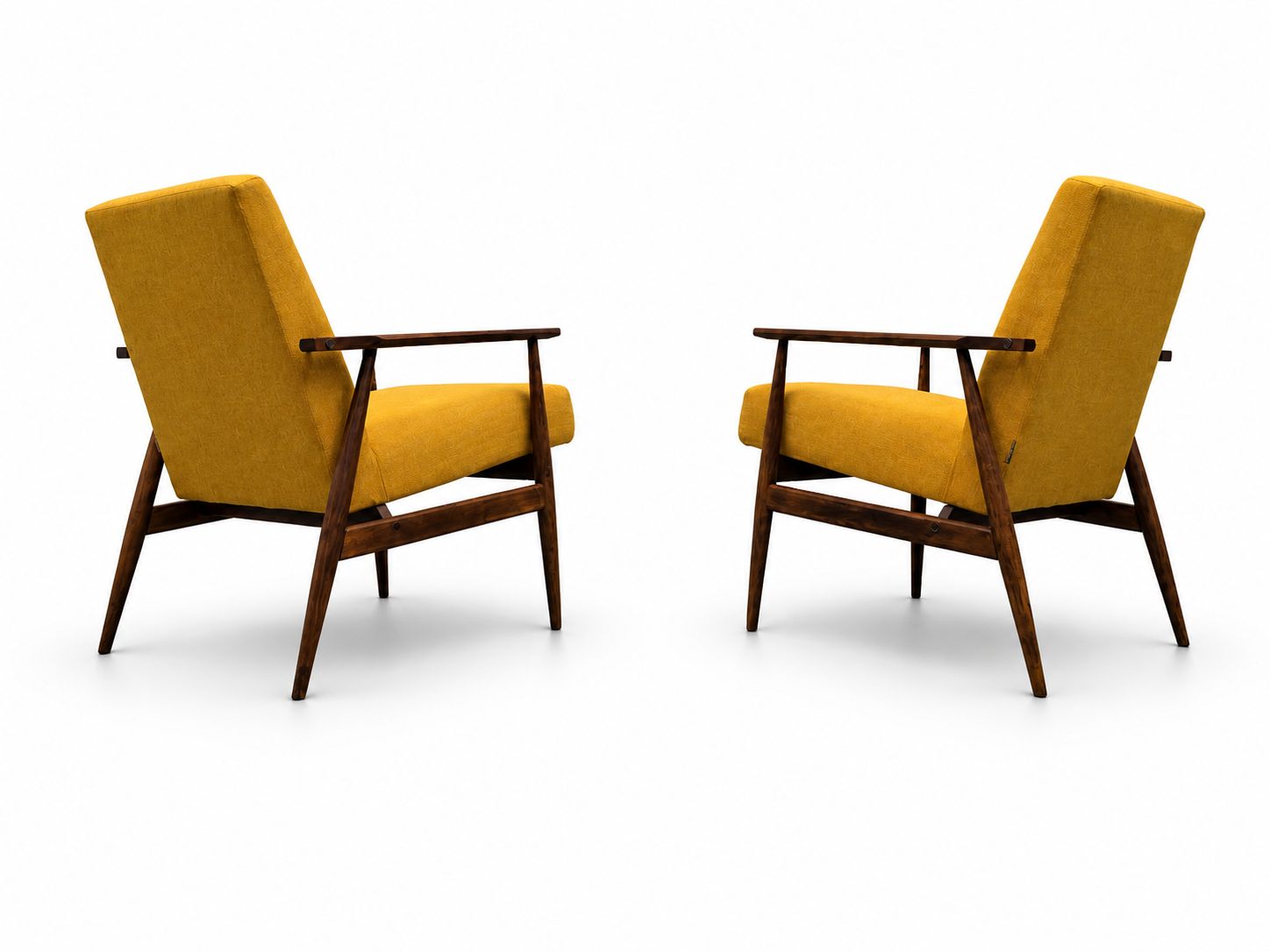1960 Henryk Lis Mid Century Armchair In Yellow Tweed photo vintage