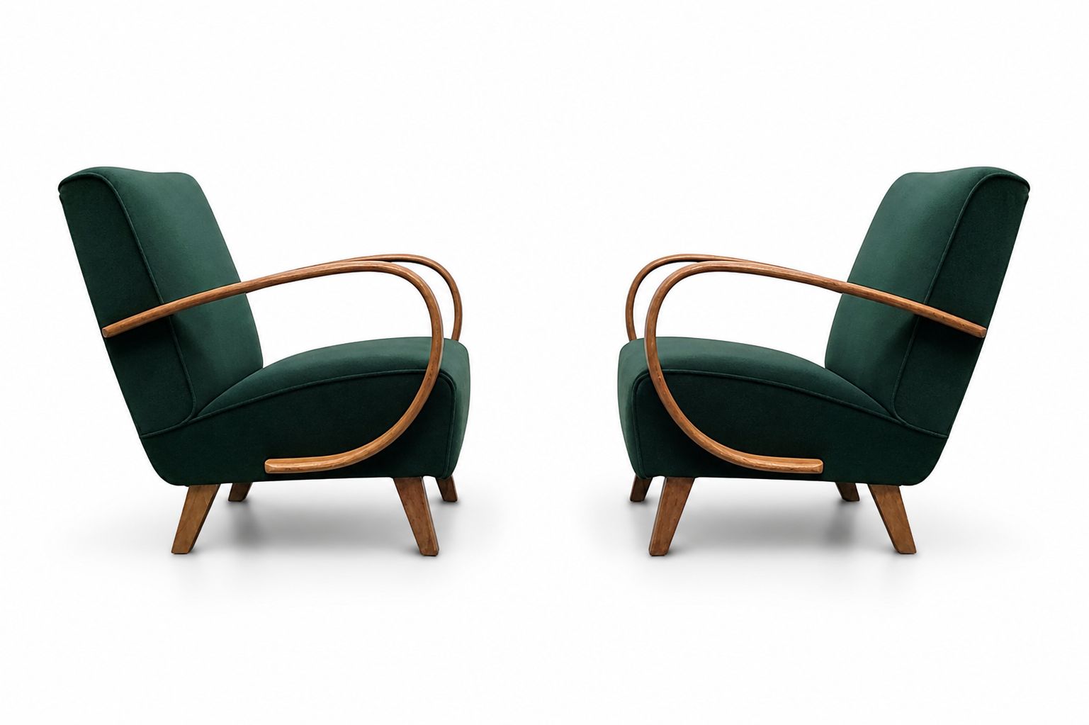 1930 Jindrich Halabala Bentwood Armchair In Emerald Green Velvet photo buy