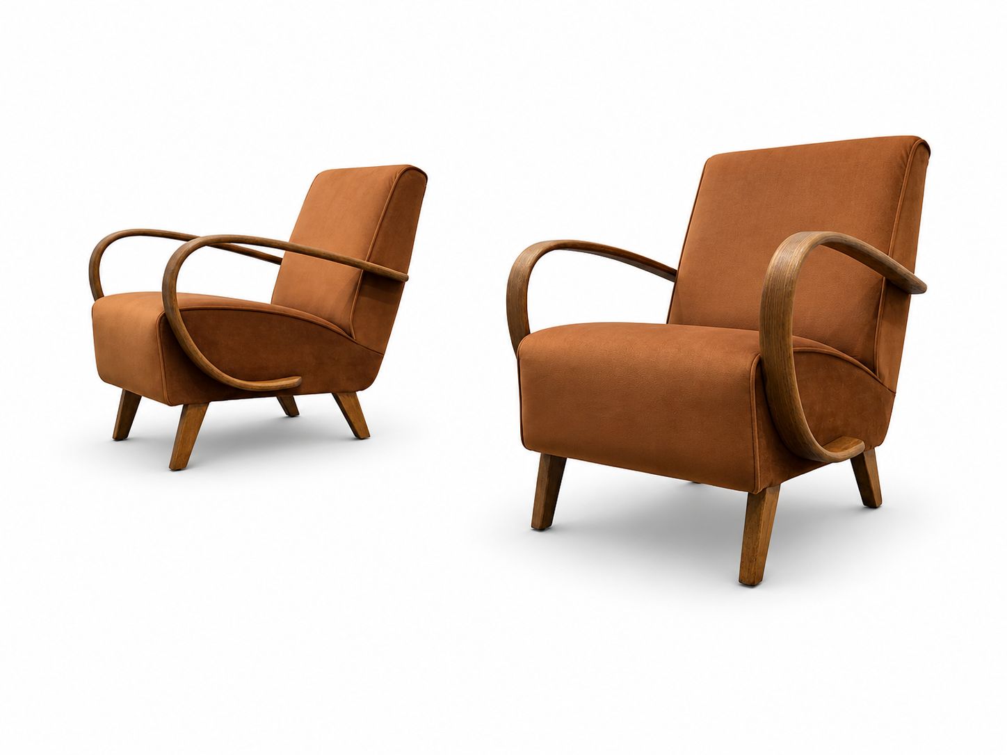 1930s Jindrich Halabala Bentwood Armchairs In Cognac Velvet photo furniture