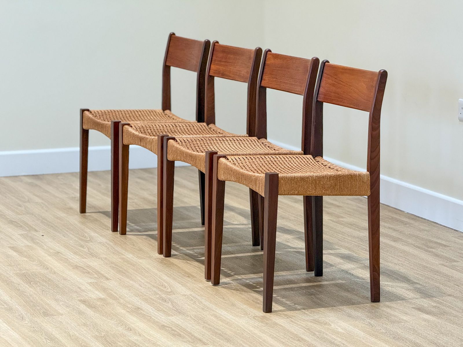 Danish Chairs In Teak And Paper Cord By  Poul Volther (1960) photo buy