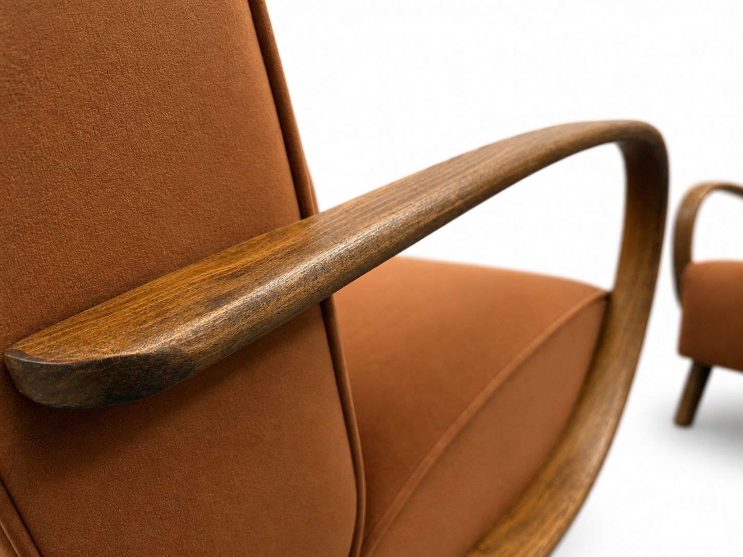 Set Of Two   1930s Jindrich Halabala Bentwood Armchairs In Cognac Velvet photo furniture