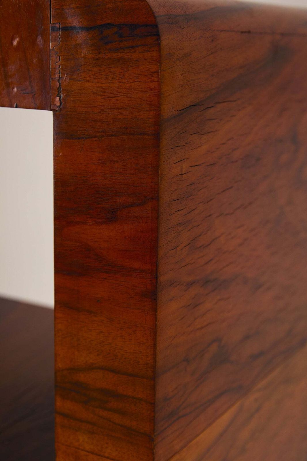 Italian Burl Wood Bookcase With Chrome Feet photo vintage