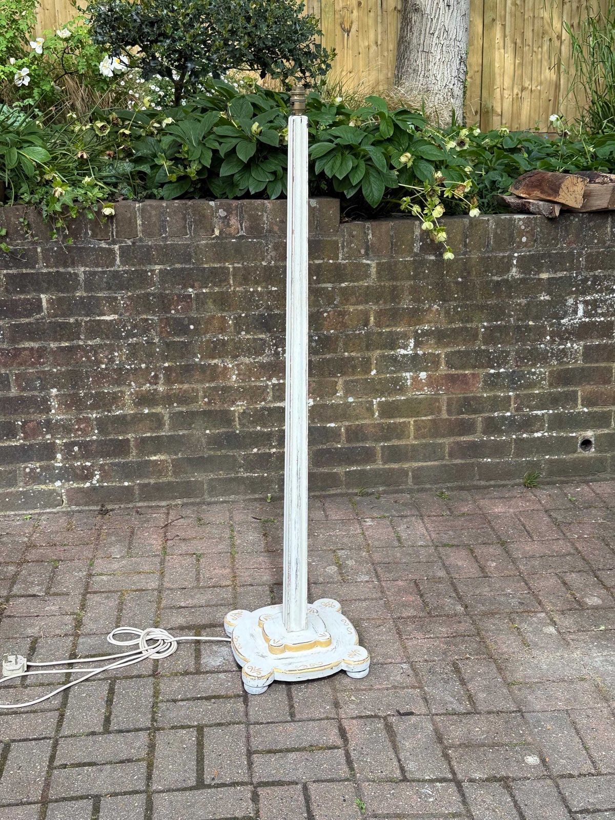 Edwardian Distressed Wooden Standard Lamp Hand Painted Floor Lamp Early 1900s photo for sale