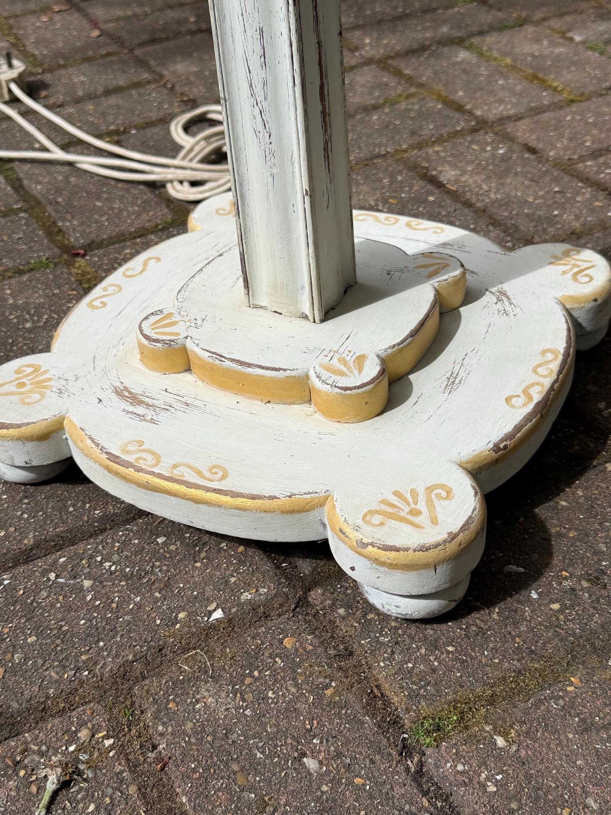 Edwardian Distressed Wooden Standard Lamp Hand Painted Floor Lamp Early 1900s photo buy