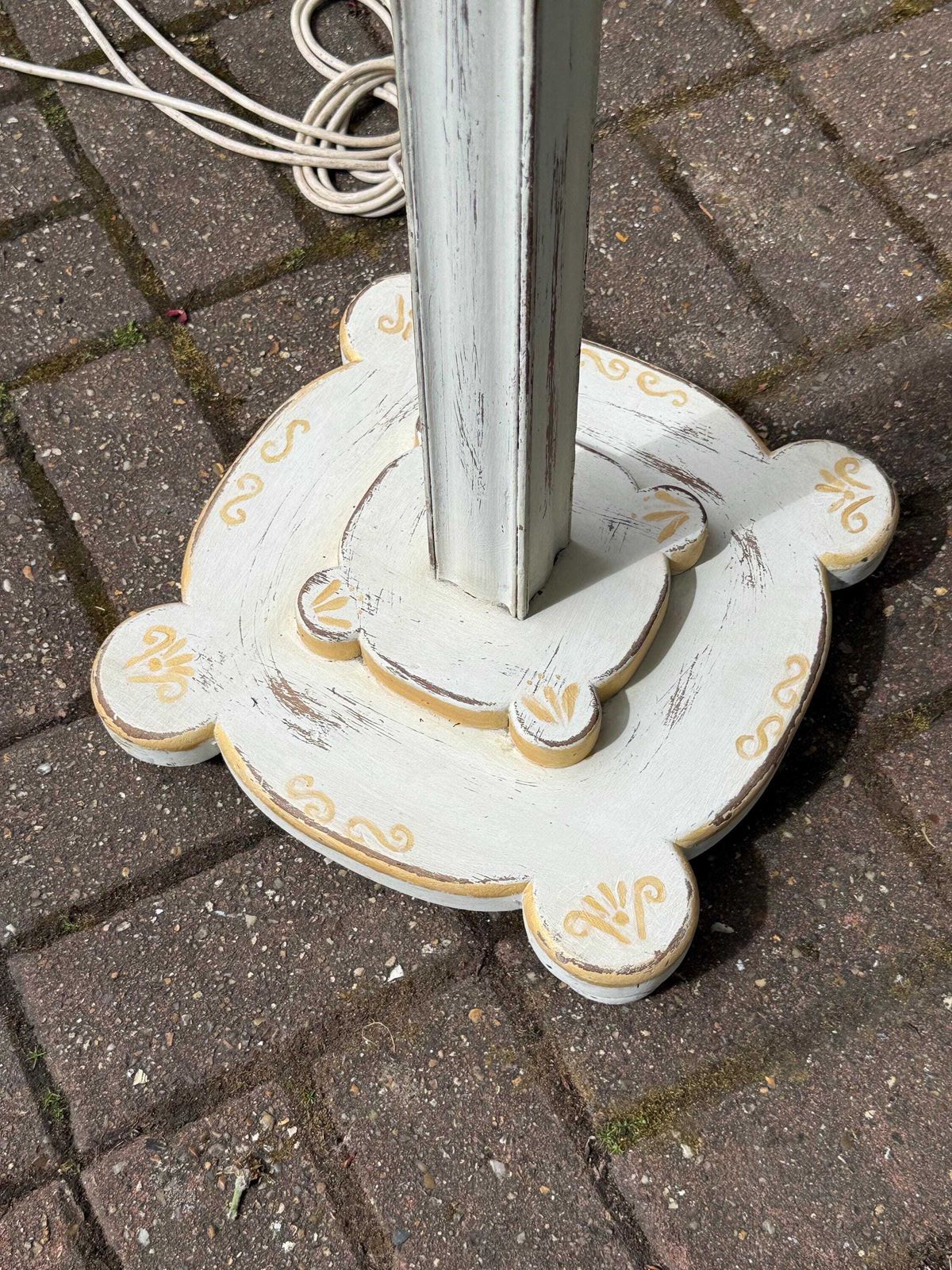 photo buy Edwardian Distressed Wooden Standard Lamp Hand Painted Floor Lamp Early 1900s