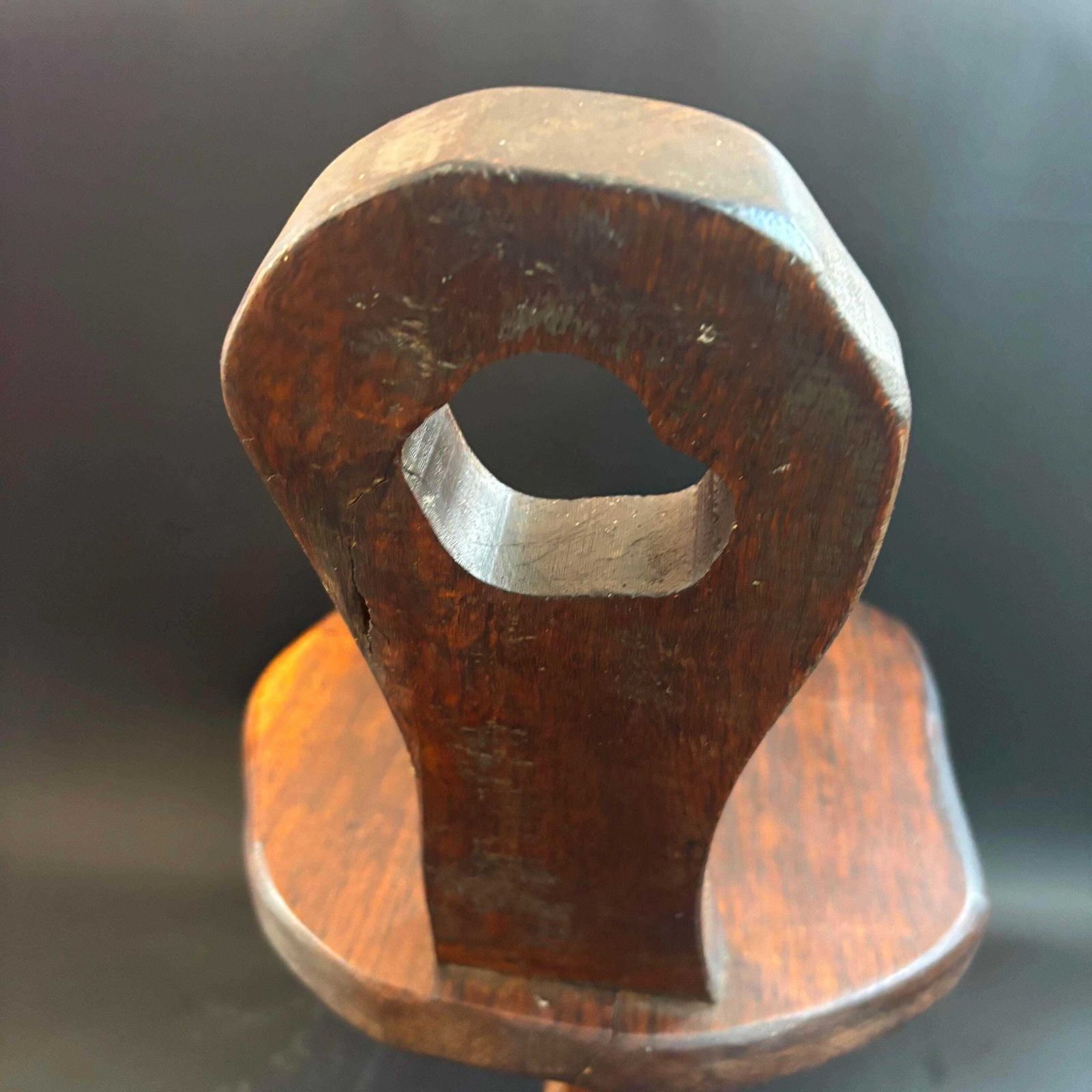 Mid Century Wanderwood Brutalist Tripod Chair Spinning Chair Hand Carved Elm Stool photo 345.0