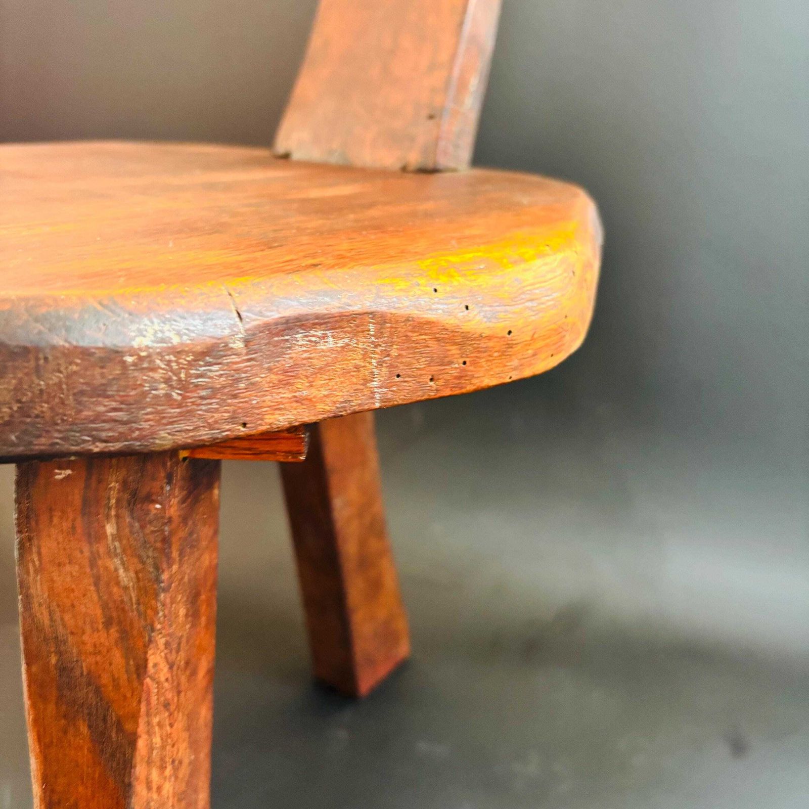 photo for sale Mid Century Wanderwood Brutalist Tripod Chair Spinning Chair Hand Carved Elm Stool