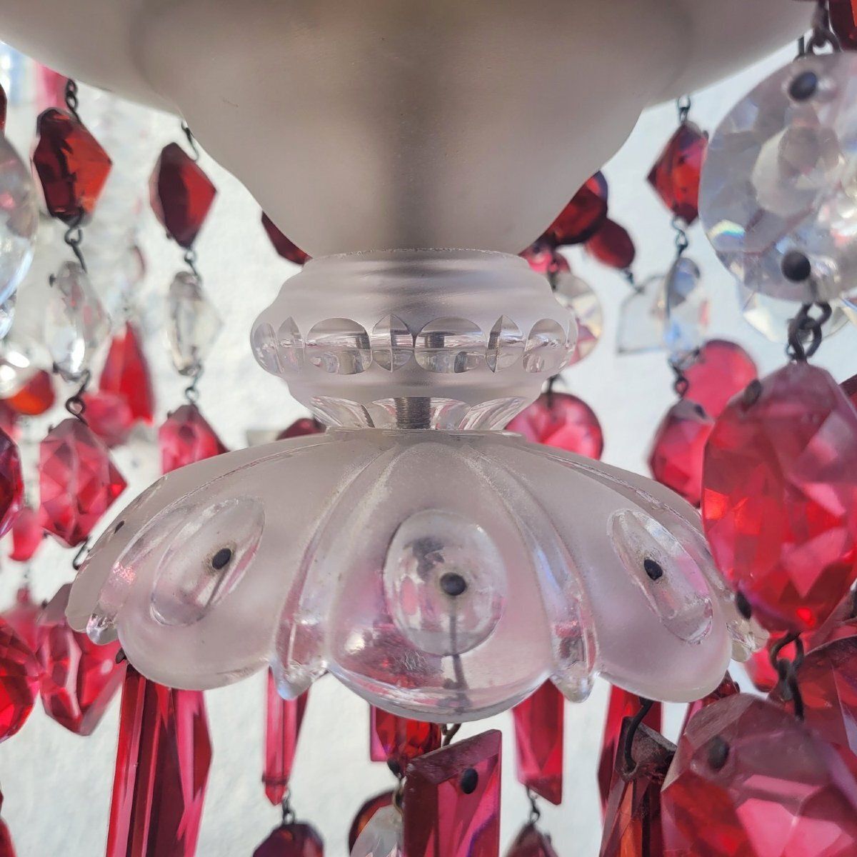 photo furniture Red And Transparent Bohemian Crystal Chandelier, 20th Century